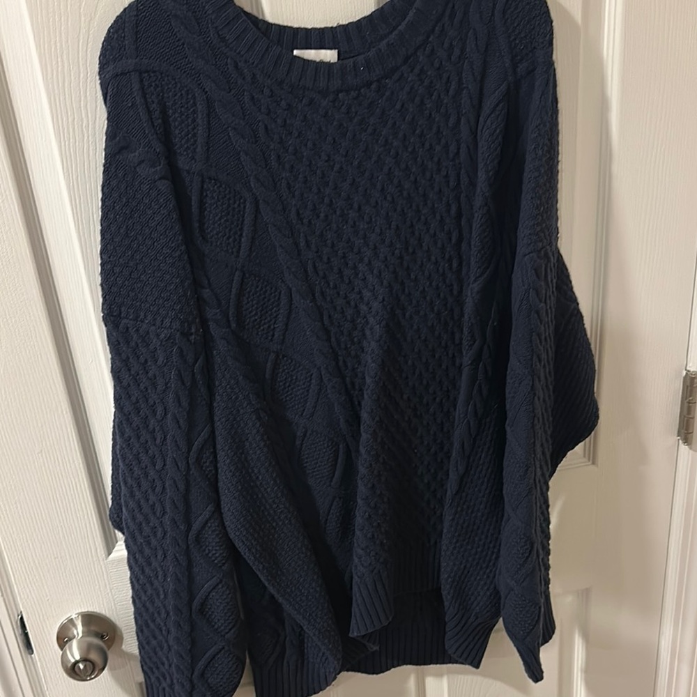Navy Blue Cable Knit Sweater
